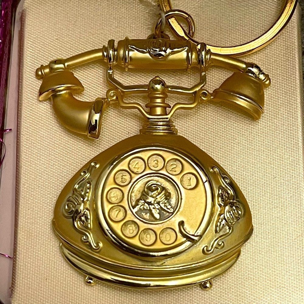 Telephone Keychain-Goldtone